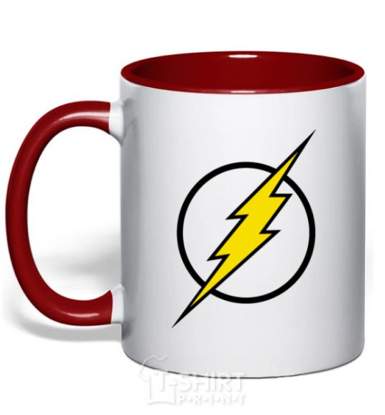 Mug with a colored handle logo flash V.1 red фото