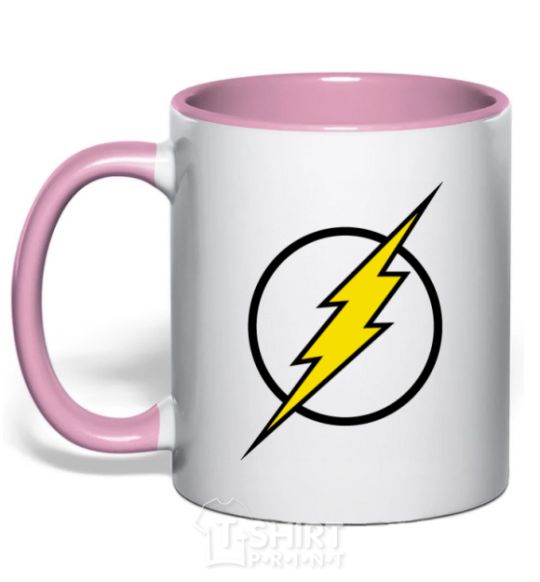 Mug with a colored handle logo flash V.1 light-pink фото