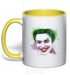 Mug with a colored handle Joker paint yellow фото