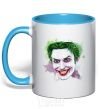 Mug with a colored handle Joker paint sky-blue фото