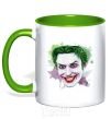 Mug with a colored handle Joker paint kelly-green фото