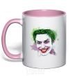 Mug with a colored handle Joker paint light-pink фото