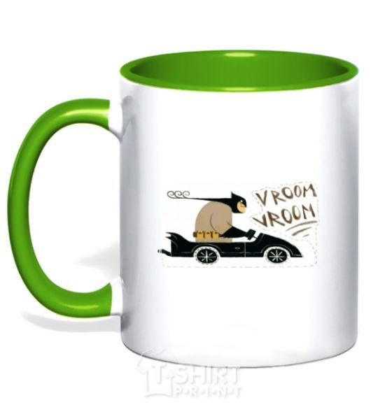 Mug with a colored handle Batmobile kelly-green фото