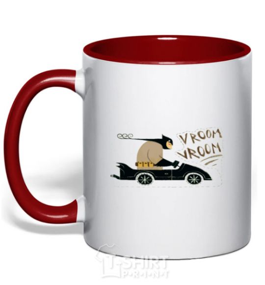 Mug with a colored handle Batmobile red фото