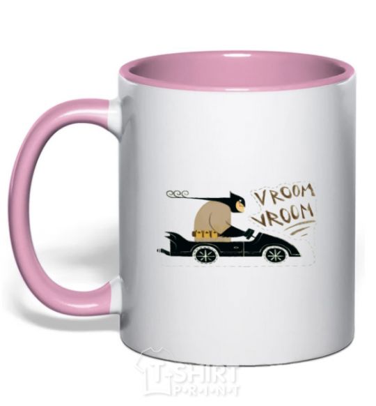 Mug with a colored handle Batmobile light-pink фото