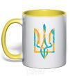 Mug with a colored handle Trident weavy gerb yellow фото