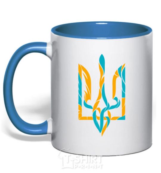 Mug with a colored handle Trident weavy gerb royal-blue фото