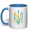 Mug with a colored handle Trident weavy gerb royal-blue фото