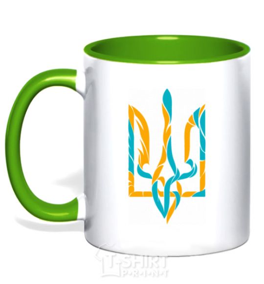 Mug with a colored handle Trident weavy gerb kelly-green фото
