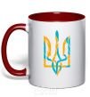 Mug with a colored handle Trident weavy gerb red фото