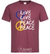 Men's T-Shirt LOVE PEACE burgundy фото