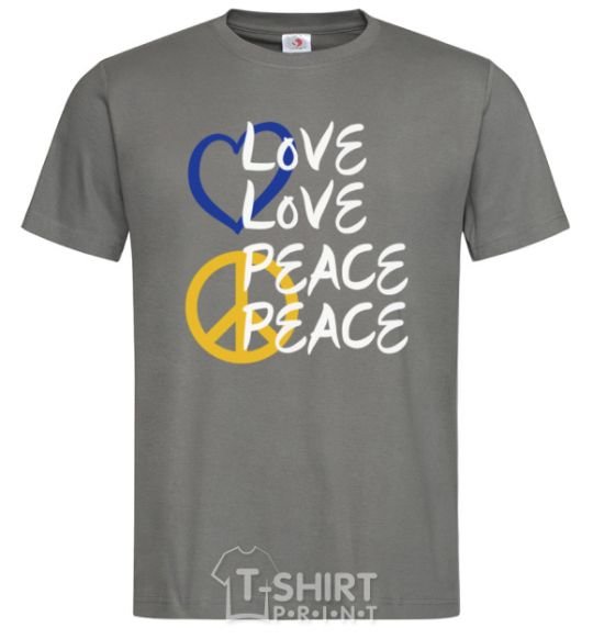 Men's T-Shirt LOVE PEACE dark-grey фото