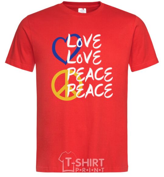 Men's T-Shirt LOVE PEACE red фото