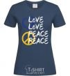 Women's T-shirt LOVE PEACE navy-blue фото