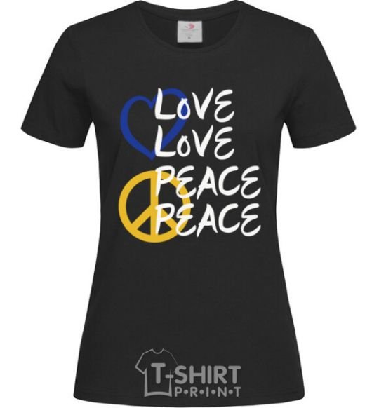 Женская футболка LOVE PEACE Черный фото