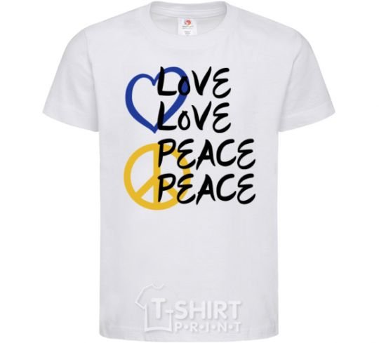 Kids T-shirt LOVE PEACE White фото