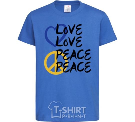 Kids T-shirt LOVE PEACE royal-blue фото