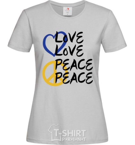 Women's T-shirt LOVE PEACE grey фото