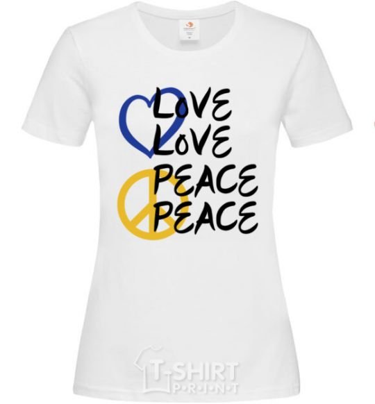 Women's T-shirt LOVE PEACE White фото