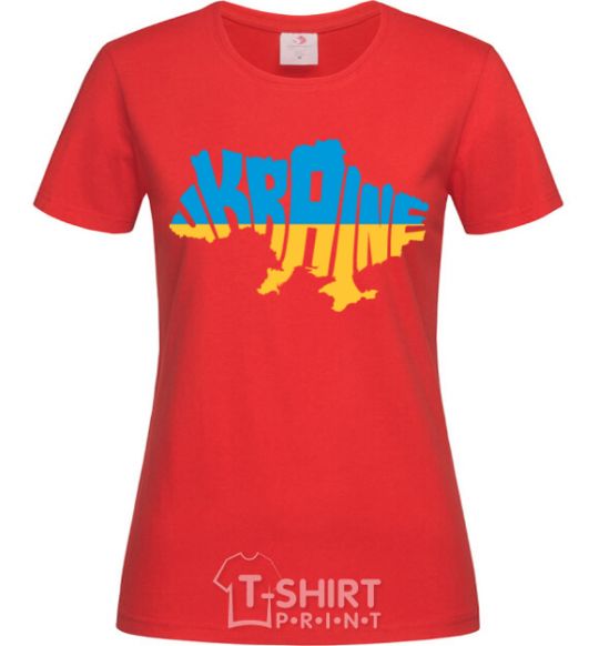 Women's T-shirt UKRAINE MAP red фото