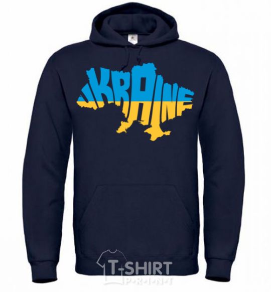 Men`s hoodie UKRAINE MAP navy-blue фото