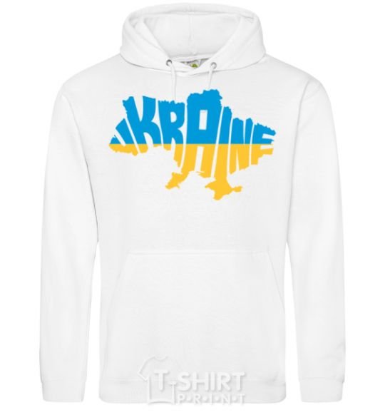 Men`s hoodie UKRAINE MAP White фото