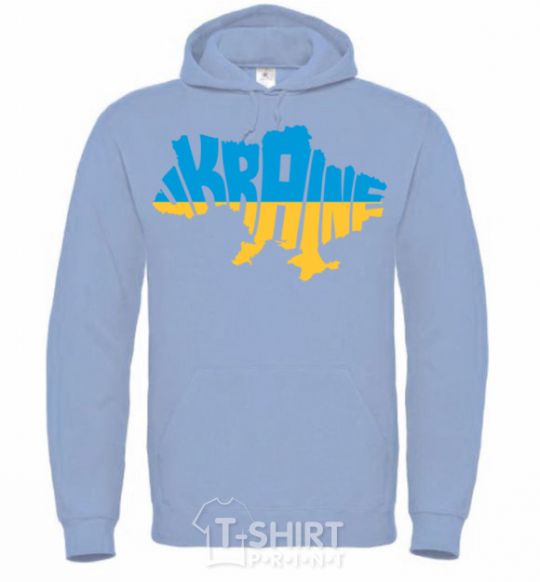 Men`s hoodie UKRAINE MAP sky-blue фото