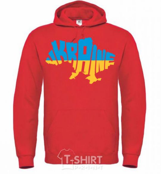 Men`s hoodie UKRAINE MAP bright-red фото