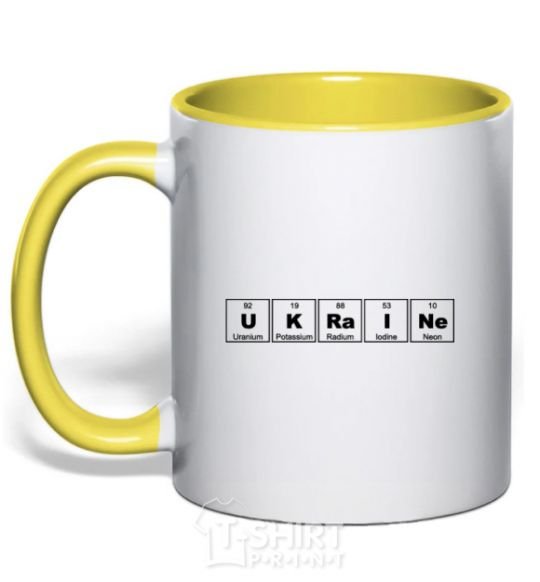 Mug with a colored handle Ukraine Table yellow фото
