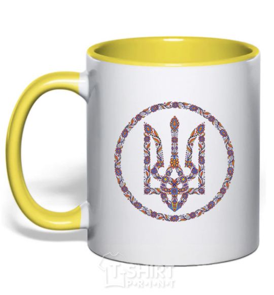 Mug with a colored handle ROUND GERB yellow фото