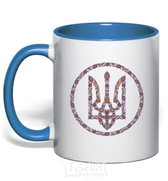 Mug with a colored handle ROUND GERB royal-blue фото