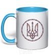 Mug with a colored handle ROUND GERB sky-blue фото