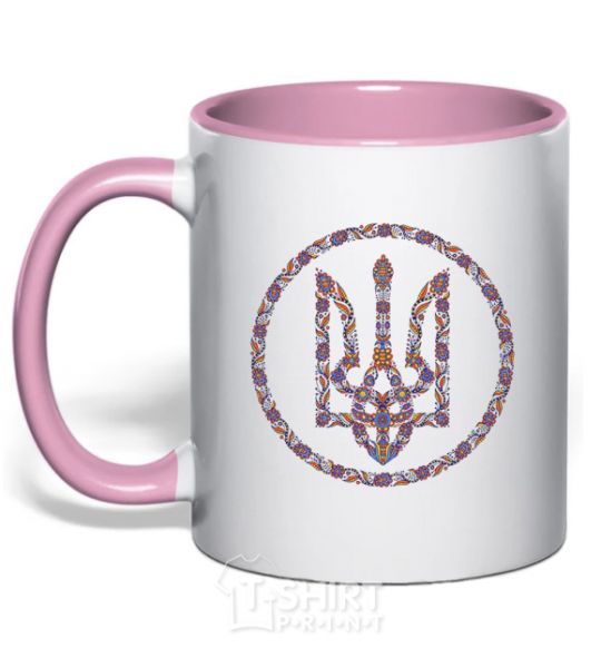 Mug with a colored handle ROUND GERB light-pink фото