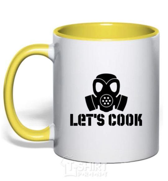 Mug with a colored handle Let's cook yellow фото