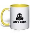 Mug with a colored handle Let's cook yellow фото