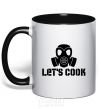 Mug with a colored handle Let's cook black фото