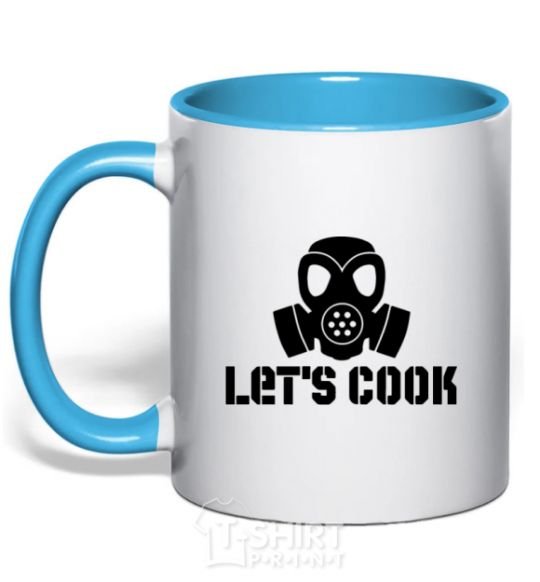 Mug with a colored handle Let's cook sky-blue фото