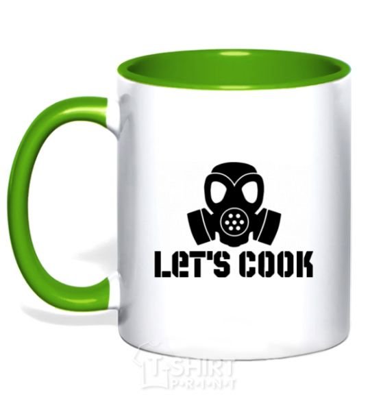 Mug with a colored handle Let's cook kelly-green фото