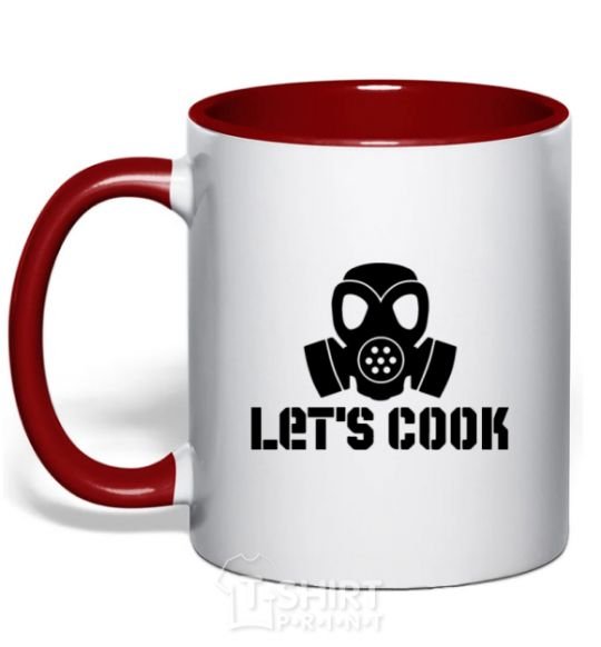 Mug with a colored handle Let's cook red фото
