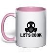 Mug with a colored handle Let's cook light-pink фото