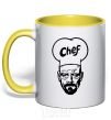 Mug with a colored handle Chief yellow фото