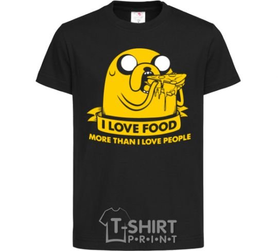 Kids T-shirt I love food black фото