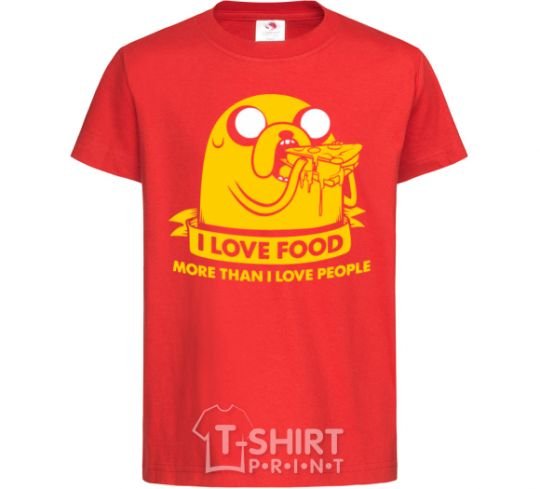 Kids T-shirt I love food red фото