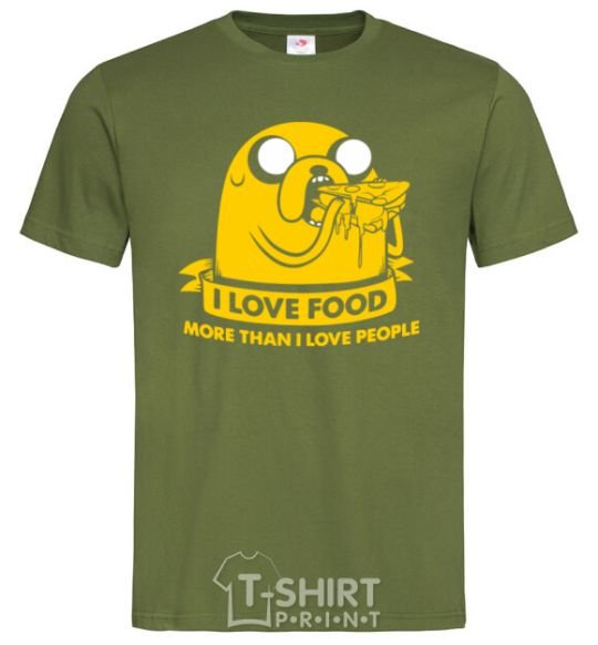 Мужская футболка I love food Оливковый фото