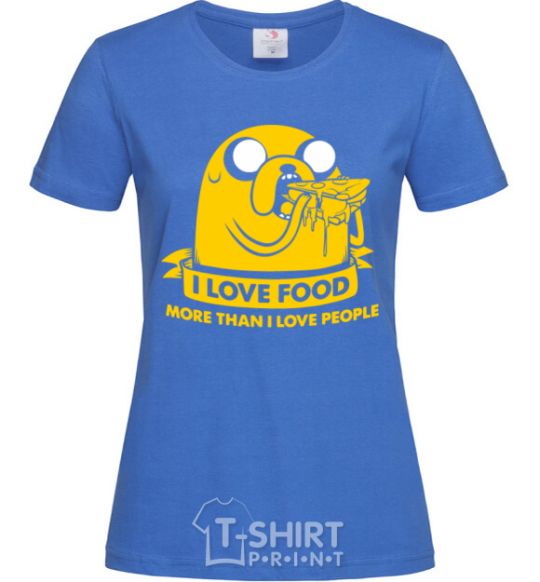 Women's T-shirt I love food royal-blue фото