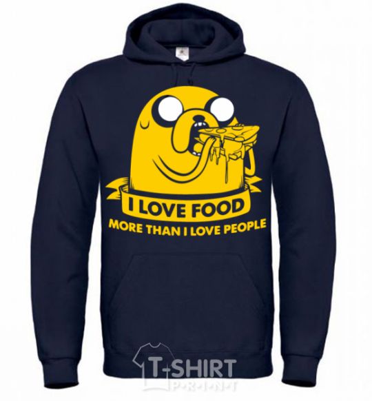 Men`s hoodie I love food navy-blue фото