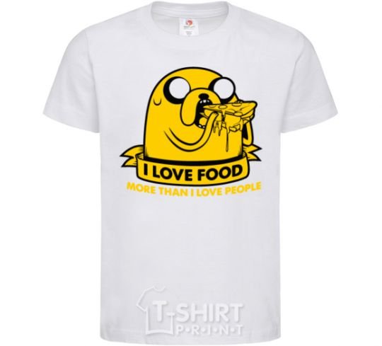 Kids T-shirt I love food White фото