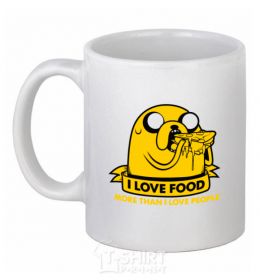 Ceramic mug I love food White фото