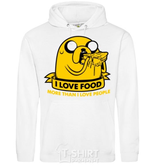 Men`s hoodie I love food White фото