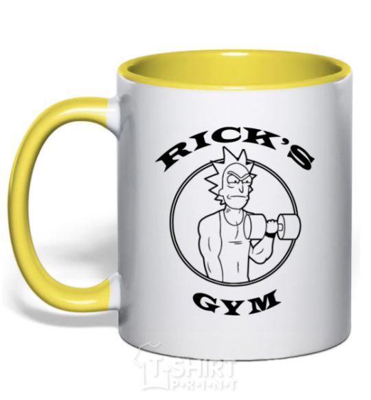 Mug with a colored handle Gym rick yellow фото